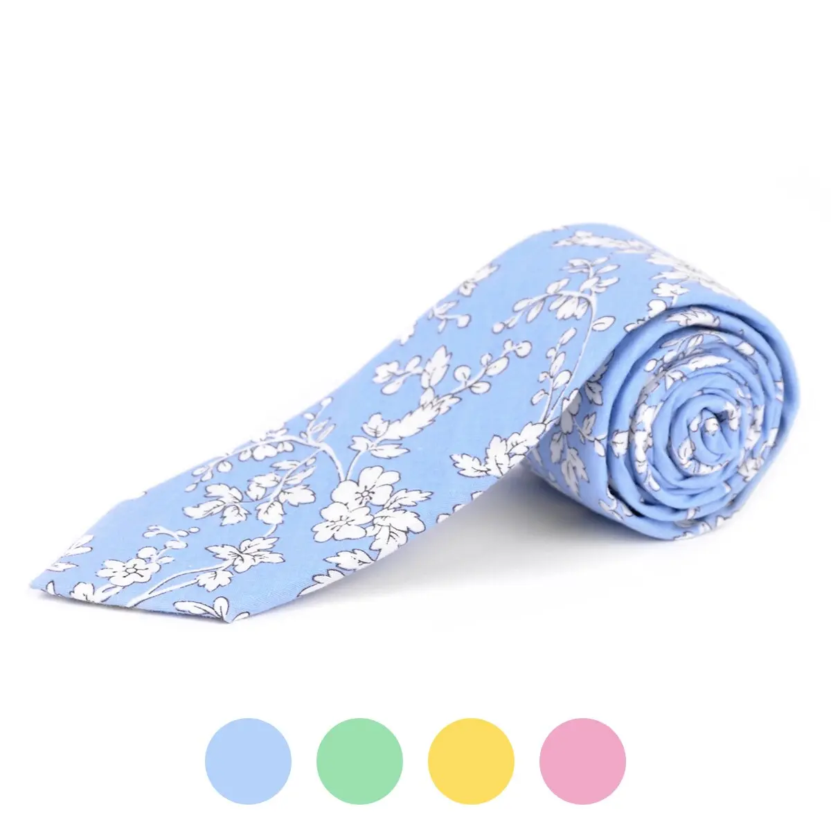 Floral Print Cotton Slim Tie (2.5"), Fashion Casual Tie for Men's Formal & Casual Occasions, Floral Print Tie