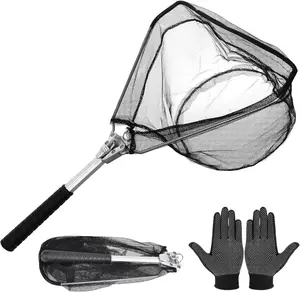 Folding Kayak Fishing Net with Aluminum Alloy Frame Rubber-Coated Nylon Net