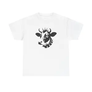 Punk Cow Casual Classic Cotton Tee - Oversized Fit, Crew Neckline, Medium Fabric, Ethical & Sustainable,