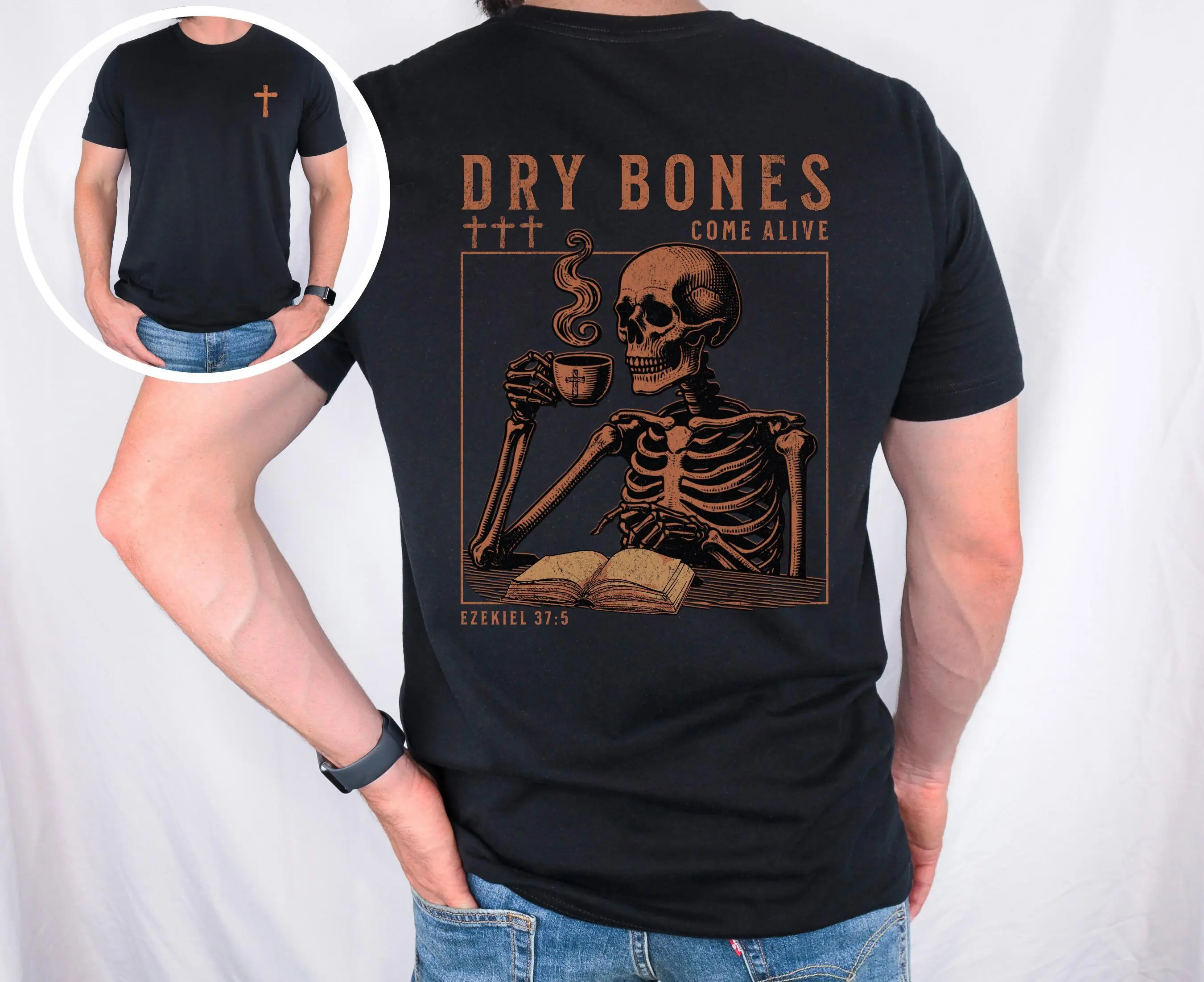 Men's Christian T-Shirt, Dry Bones Come Alive Graphic Tee, Christian Scripture Shirt, Faith-Based Apparel, Religious Adult Gifts