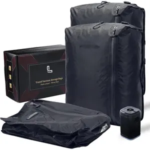 Vacuum Packing Bags for Travel - cordless travel vacuum bag set, Save 60% Space, Maximize Storage, Vacuum Packing Cubes, TSA Ready, Easy Packing Organizer for Carry- & Suitcase (2PC+Pump)