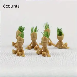 6 Miniature Root Plants, Real Bonsai Style House Decor, / Trunks, Leaves, Suitable for Diorama, Fairy Garden, Educational Display, Artificial Tree
