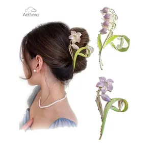 Flower Hair Claw Clips, Gardenia Flower Shape Hairpin Jaw Clips Jumbo Hair Claw Clips Duck Bill Hair Clips Fashion Hair Accessories For Women Girls