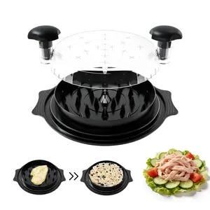 Manual Meat Shredder Tool with Transparent Lid, Ergonomic Handle, BPA Free, Strong Anti-Slip Strips, Ideal for Chicken, Pork, Beef in Kitchen Shredder  black