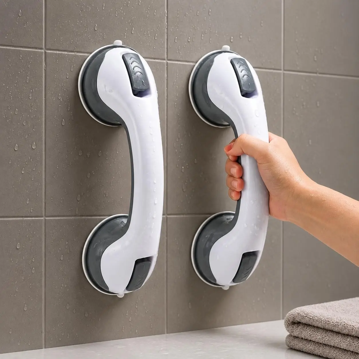 2 Pack Safety Handels for Bathtubs & Showers - Strong Suction Shower Handle, Safety Grab Bars for Seniors & Handicap, Elderly Accessories