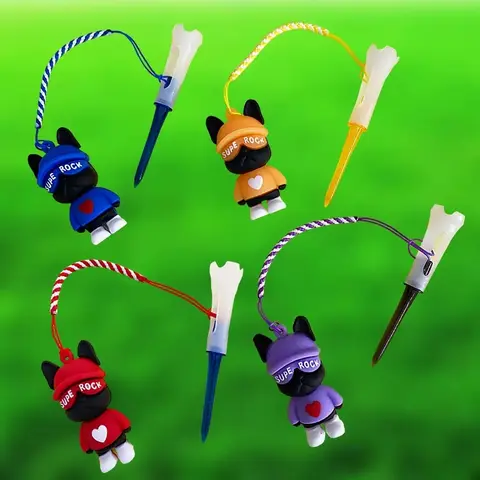Anti-Lost Golf Tee - Unisex Adult Training Aid with Cord for Practice Tees Stay Handy, Compact PP Plastic Pendant Hook, Stable Sturdy Cute Masked Dog Accessory, Ideal Birthday Gift for Enthusiasts