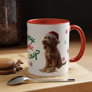 CockerDoodle 2 Holiday Coffee Mug, Customize with Golden Doodles, Bernedoodles, Labradoodles, Aussie Doodles, and More, Gift for Doodle Lovers