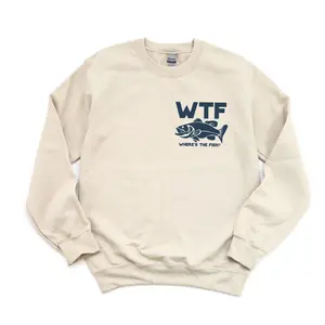 Funny WTF Where Is The Fish Graphic Sweatshirt, Minimalist Fishing Fisherman Pullover Hoodie For Men & Women, Fathers Day Gifts
