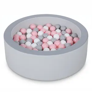 Apojungle Soft Foam Ball Pit for Toddlers, 35.4" Round Grey Ball Pool,  Soft Foam Round Play Pit with Thick Edges, Skin-Friendly Milk Silk Fabric (No Balls)