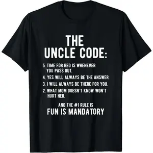 100% Cotton Funny Uncle Gifts From Niece Nephew The Uncle Code Cool T-Shirt