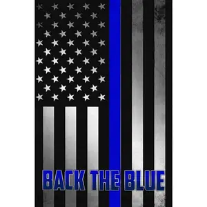 Back the Blue Thin Blue Line Police Cops Law Sublimated Double Sided Deluxe Garden Flag 3ply 600 Denier 110 Knitted Polyester SGF058