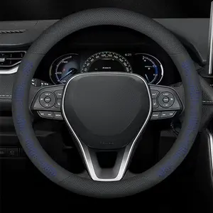 Universal Breathable Microfiber Leather Car Steering Wheel Cover Featuring Breathable Sweat Absorbing Inner Layer Non Slip Grip and Easy Installation Durable Interior Accessory Suitable for All Seasons
