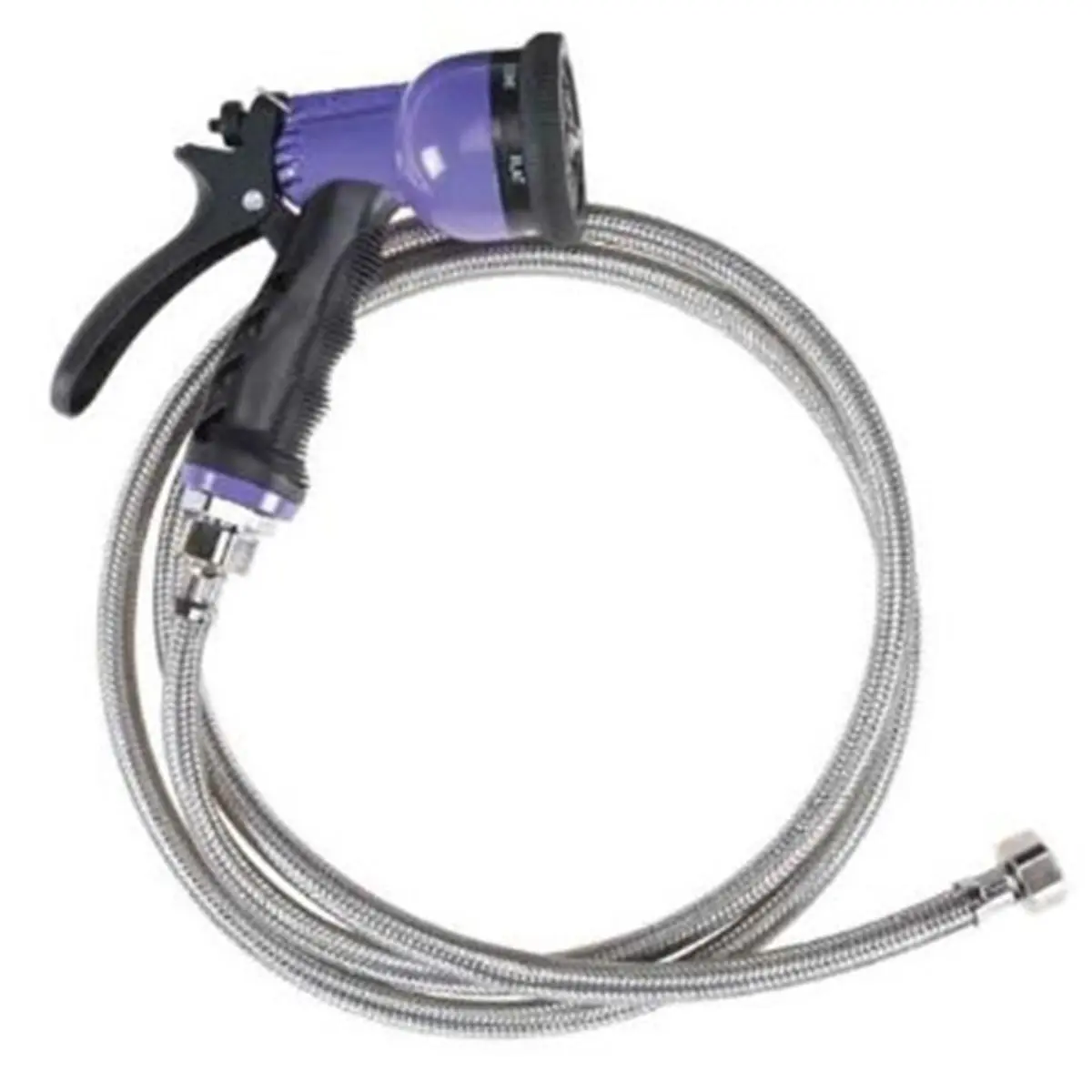 212 MAIN Pet Grooming Water Hose Nozzle - 6-in-1 Grooming Hose with 6 Spray Settings, 5 ft. Purple Stainless Steel Kink-Free Design, Ergo Grip for Dogs