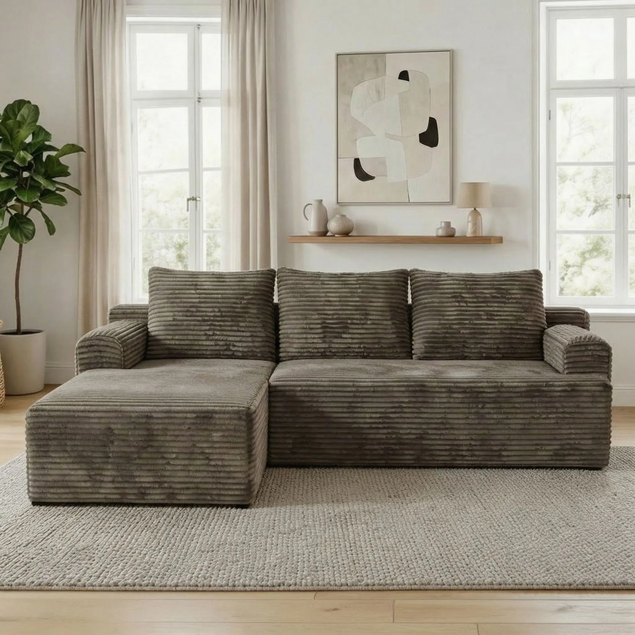 95"Khaki-Left Chaise