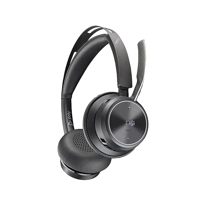 Hewlett-Packard Poly Voyager Focus 2 Bluetooth Headphones - Microsoft Teams Certified USB-C Digital Stereo Headset with Charging Cable, USB-C-A Adapter for Noise Reduction & Phone/Device Use
