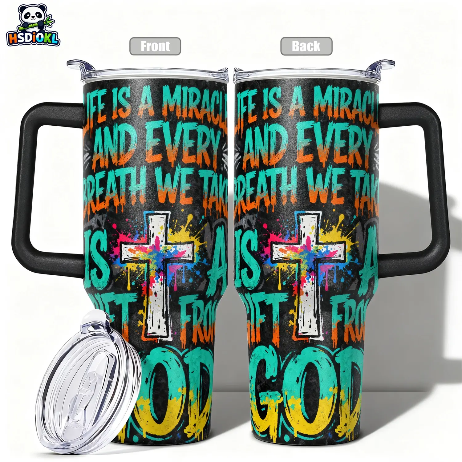 Stainless Steel Insulated Tumbler with Lid, 40oz 30oz 22oz 20oz 14oz, Double Wall Vacuum Insulated Water Bottle Hot Cold 24 Hours, Leakproof Travel Mug Hydration Tumbler Life is a Miracle Every Breath We Take is