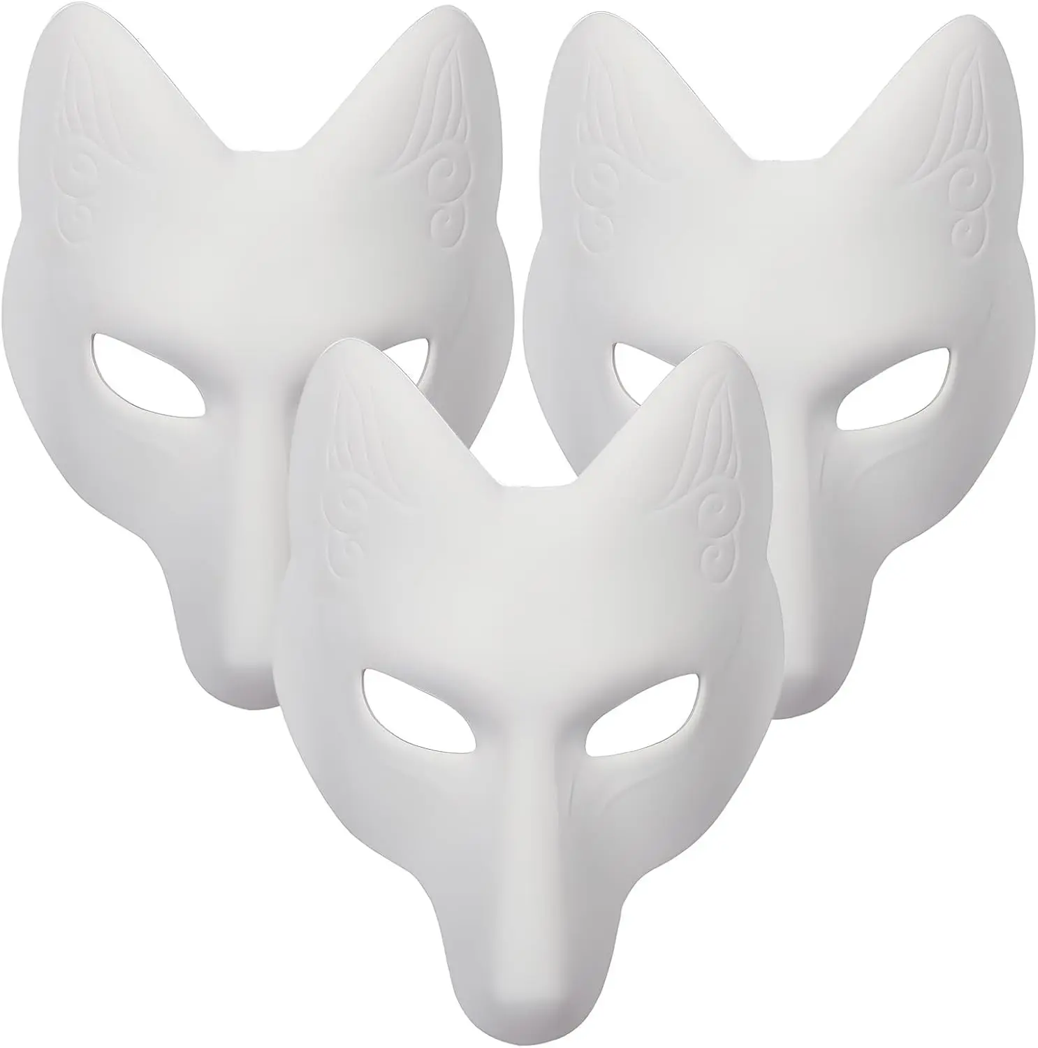 DIY Fox Wolf Animal Masquerade Masks White Black Paintable for Halloween Party Cosplay Costume Accessory