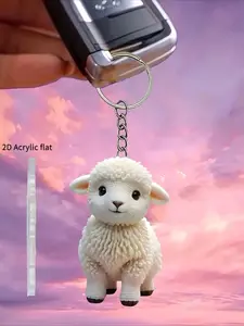 2D flat keychain, keychain, trendy elegant acrylic, well-behaved sheep keychain, car pendants, accessories and men's and women's keychain pendants, bag pendants - suitable for birthdays, Halloween, Christmas, Mother's Day, all kinds of holiday pendants