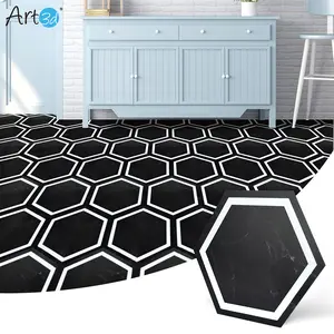New Art3d 30-Pack 11.8" x 10.2" Black Marble Hexagon Peel and Stick Flooring Tile, Self Adhesive Waterproof Vinyl Floor Tile
