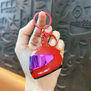 Trendy Colorful Helmet Keychain, Cool Bag Charm, 3D Motorcycle Helmet Pendant, Gift Idea, Car Key Ring, Bag Accessory, Decorative Model