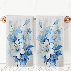 2pcs 23.6x15.7 In Cleaning Cloth 2pcs Kitchen Towel Butterfly Tulip Pattern Kitchen Towel Gift For Family And Friends Super Absorbent Kitchen Dish Cloth Tableware Drying Towel Cleaning Cloth Machine Washable