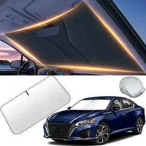 55" x 27.5" Car Windshield Sun Shade , Foldable Car Windshield Sunshade With UV Block Car Front Window (Heat Insulation Protection) For Auto Windshield Covers Blackout Trucks Cars