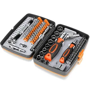 Ratcheting Screwdriver Set 68 in 1 Socket Set & Magnetic Screwdriver Bit Set with Rotatable Ratchet Handles,extensions bar and Storage Case for Computer/Bike/Car/Electronics Maintenance