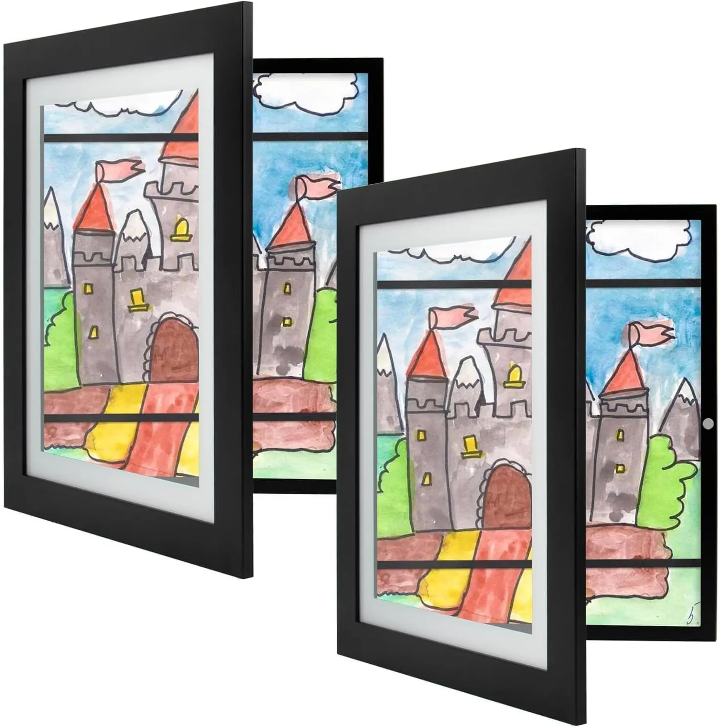 2‑Pack Black Magnetic Flip Cover Photo Frame – 8.5x11 Inch Creative Children's Art Display Picture Frame, Wall Hanging Photo Frame, for Wall and Tabletop Display, Kids Artwork Display Photo Frame Decoration, Home Decor