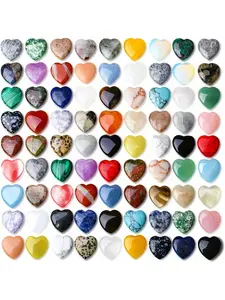 50Pcs Heart Natural Stone Various Colors Shapes for Jewelry Making DIY Craft Supplies