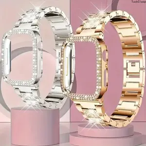 2026 Starry Sky Full Diamond & Double Row Diamond Case + Strap Set for Apple Watch – Fits 38–49mm & Ultra/SE/Series 1–10, Fashionable & Shining for Summer Rotation
