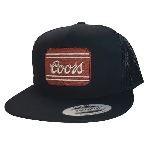 Coors Banquet Embroidered Patch On Retro Trucker Hat Adjustable Snapback Baseball Cap Vintage Mesh Hat for Men Women Unisex Streetwear