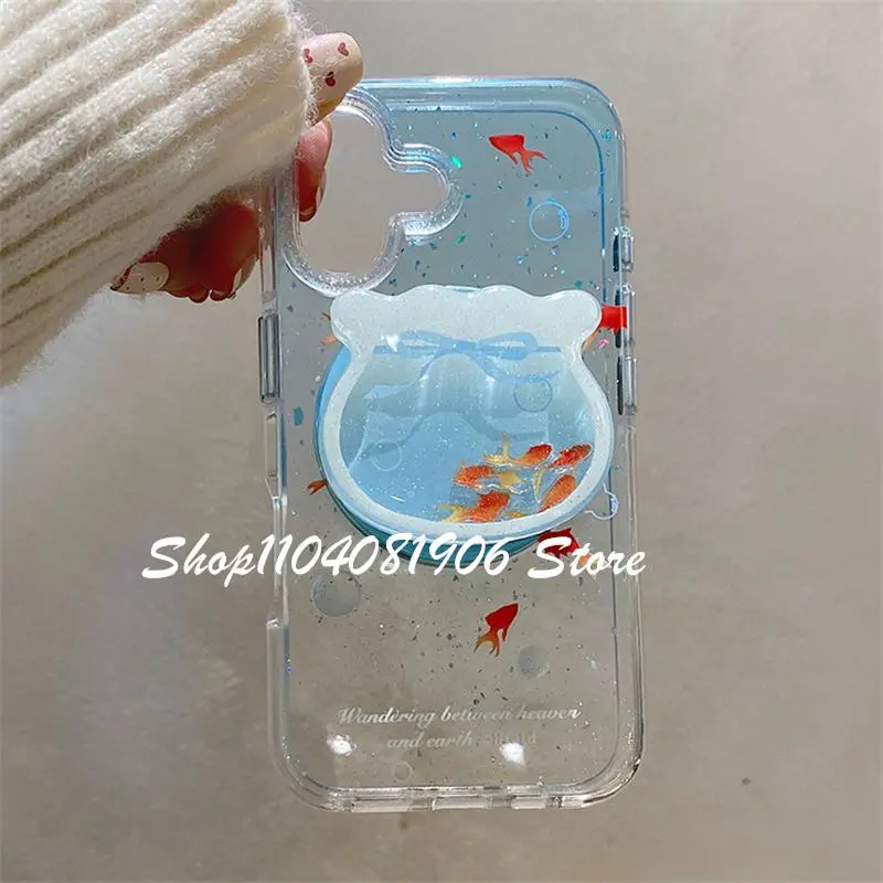 Korean Quicksand Shake Fish Tank Magnetic Mobile Phone Stand Mount with Grip Handle, GripTok Holder for iPhone & MagSafe Accessories