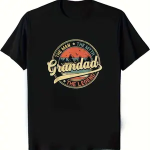 Vintage Mountain Circle Graphic 100% Cotton Round Neck Unisex Tops Tees T‑Shirts, Birthday Gift Shirt For Father's Day Casual Wear