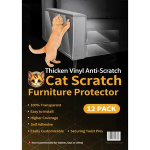 Scratch Couch Furniture Protector: Thickened Protectors Sofa Guard from Cats  - 12 Pack Clear Plastic Sticky Cover Anti Scratch Protection for Couches from Pet Claw