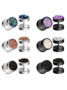 6 Pairs Mixed Color Stainless Steel Cubic Zirconia Stud Earrings, Casual Matching Vintage Earrings Jewelry for Party, Classic Fashion Accessories for Daily Wear, Studs Earrings