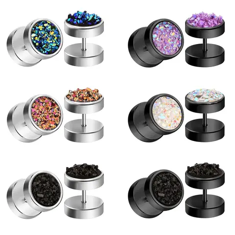 6 Pairs Mixed Color Stainless Steel Cubic Zirconia Stud Earrings, Earring Set, Stainless Steel Cz, Casual Matching Vintage Earrings Jewelry for Party, Classic Fashionable Jewelry Accessories for Daily Wear, Classic Style Earrings, Studs Earrings