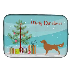212 MAIN Golden Retriever Merry Christmas Tree Decorative Dish Drying Mat, 14x21 in Kitchenware, Tableware