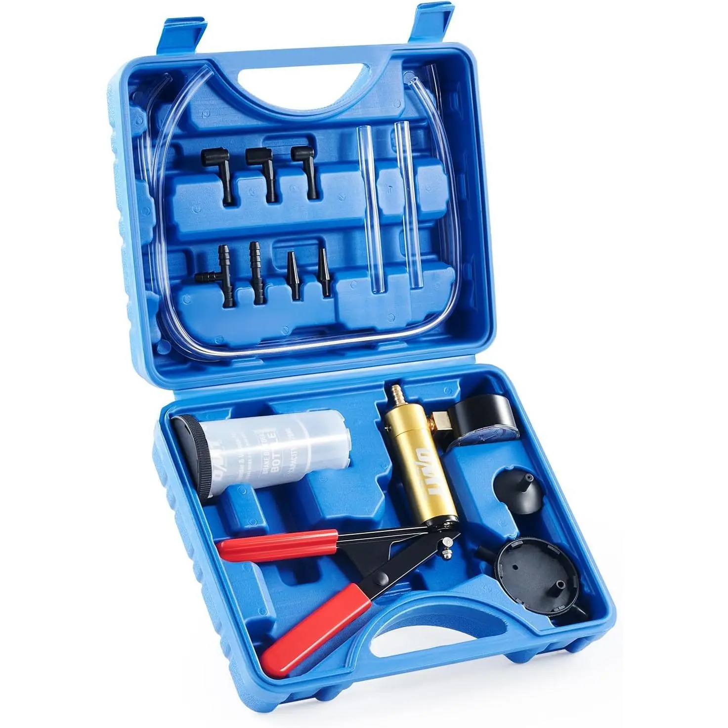 Brake Bleeder Kit with Hand Vacuum Pump and Adapters, Brake Bleeding Kit for Brake Fluid Power Steering Fluid More, Vacuum Brake Bleeder Pump with Pressure Gauge