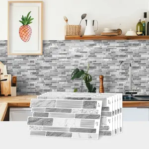 20 pieces of peel and stick splash guard, Stick on Backsplash, waterproof, oil-proof, imitation ceramic tiles, suitable for kitchen, bathroom countertop, wall decoration, 24.6 cm X 12 cm