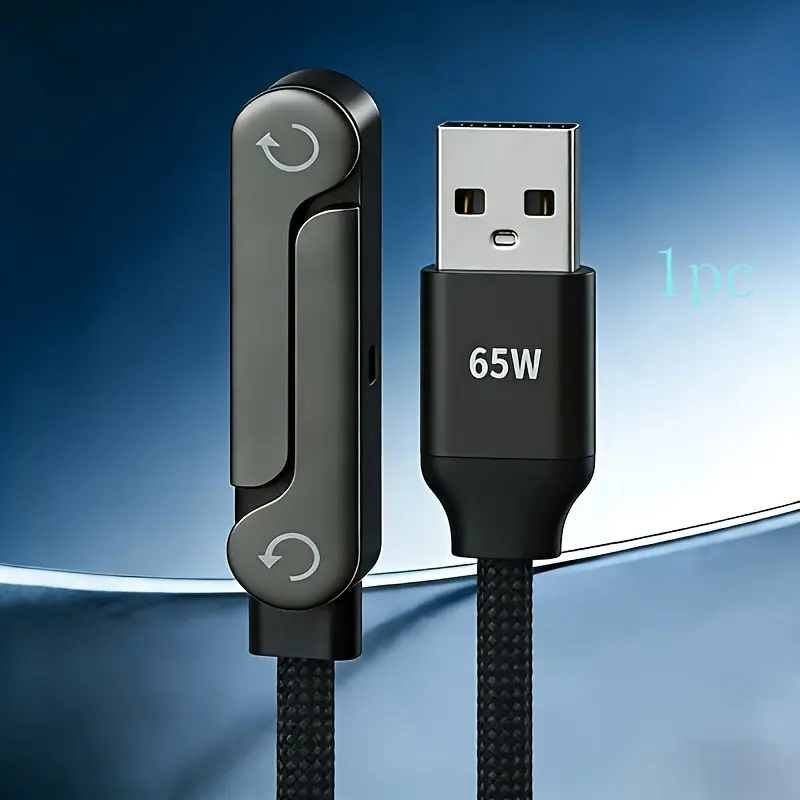 65W Retractable Fast Charging Cable - Durable Nylon Braided USB Cable for Portable Cellphone, Mobile Phone, Tablet, Electronic Devices (Travel Use), Charger