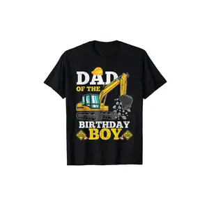 Dad of the Birthday Boy Construction Birthday Excavator Gift T-Shirt y2k  outfits  men time  tee  shirt  backwards movie lover demon slayer  merch double print oversize lightweight acid valentine gift cadena  mr  stiven graphic tee men's t shirts