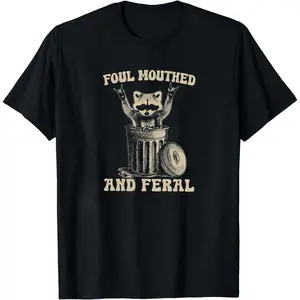 Foul Mouthed and Feral Raccoon Shirt, Funny Raccoon Comfort  Tee, Feral Tshirts for Girls, Feral Mom Tops