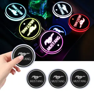 Car Luminous Water Cup Coaster 7 Colorful for Ford Mustang Shelby Mondeo MK GT 350 500 Cobra Focus 2 3 Fiesta Kuga Accessories