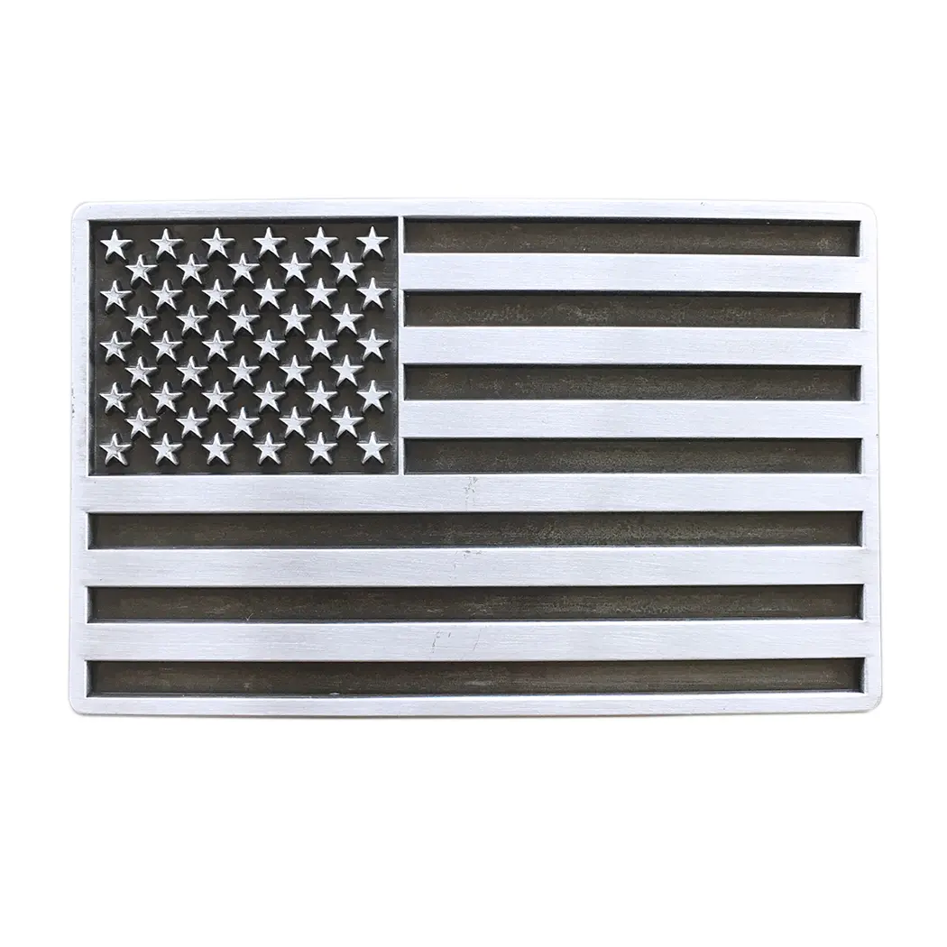 Antique Brushed Silver American USA Flag Rectangle Belt Buckle Men Accessories