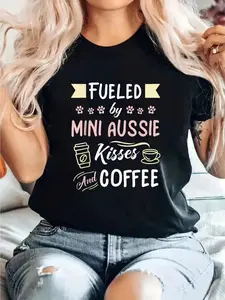 Mini Aussie Mom Australian Shepherd Dog Coffee Lover T-Shirt