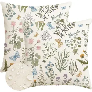 Outdoor Spring Pillow Covers 18x18 Inch t of 2,Waterproof Daisy Throw asonal Floral Outdoor Decorative Square Linen Farmhou Decor Cushion Covers for Home Sofa Bed Couch Pillow Covers