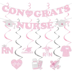 2026 Nurse Graduation Decorations Include Glitter Congrats Nurse Banners Swirls Nurses Day RN Theme Class of 2026 Grad Decor Supplies