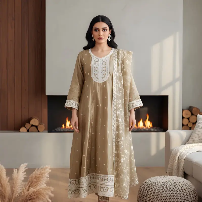 Embroidered Art Silk Salwar Suit, size 42 Embroidered A-line Anarkali Suit - Casual wear Dress