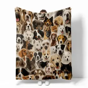 Cute Dogs Pattern Large Fleece Throw Blanket Fuzzy Soft Cozy Warm Lightweight Plush 50x60 for Couch Sofa Lap Blanket for Women Men