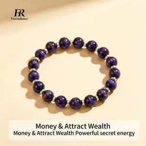Rare Blue Purple Tiger Eye Bracelet, Money & Wealth Attraction Spiritual Jewelry, Elastic Fit Anxiety Relief Bracelet, Ideal Health Gift for Men Women